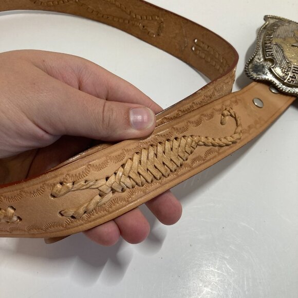 ADM Silversmith Col Texas Lone Star State Belt Buckle 40 Leather Belt Hand Made - Picture 15 of 16